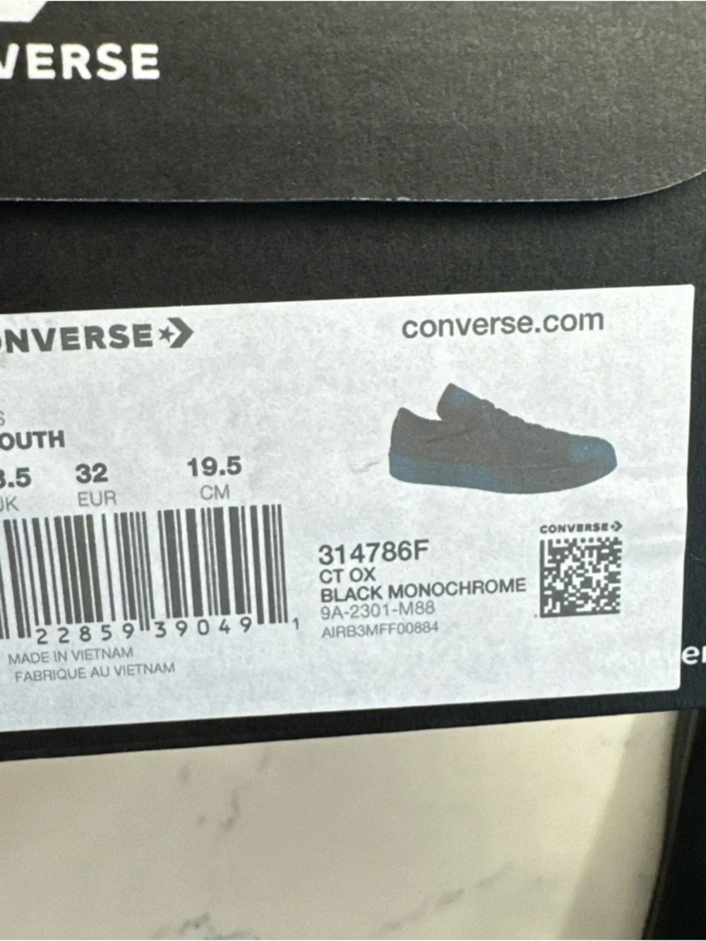 Converse All Star Kids Low Top Sneakers in Black Youth Shoes Lace Up